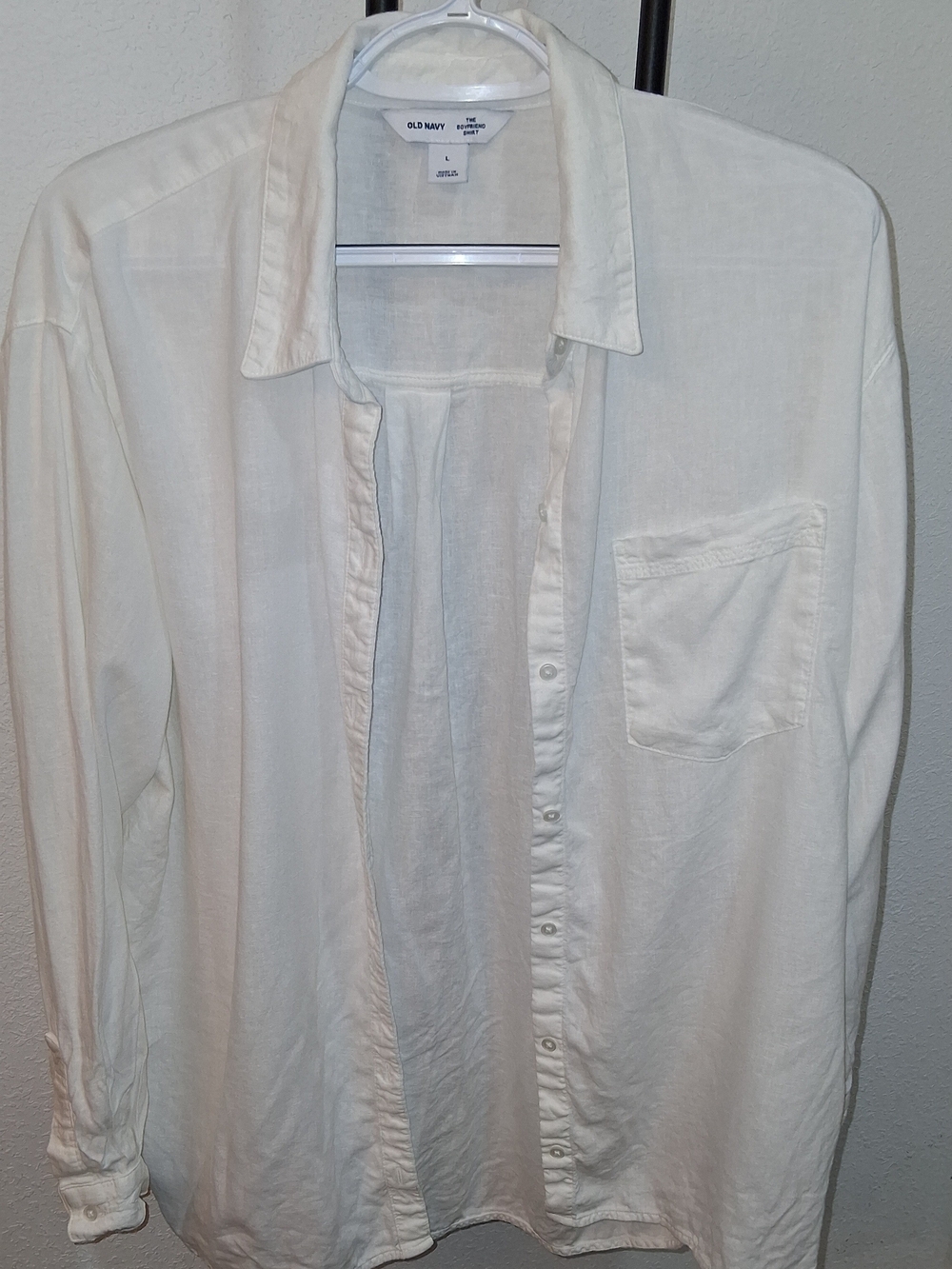 Old Navy Womens Boyfriend White Button-Up Shirt